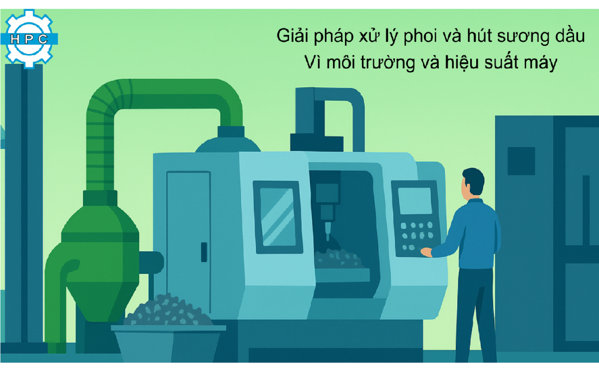 Giải pháp xử lý phoi và hút sương dầu: Vì môi trường và hiệu suất máy